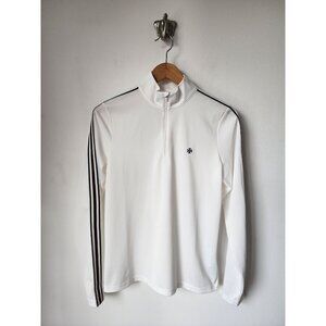 Tory Sport white knit tape half zip long sleeve shirt M
